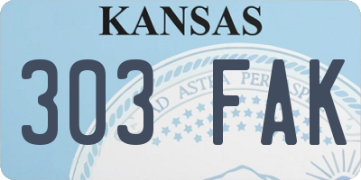 KS license plate 303FAK
