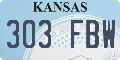 KS license plate 303FBW
