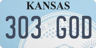 KS license plate 303GOD