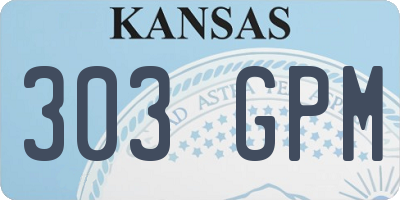 KS license plate 303GPM