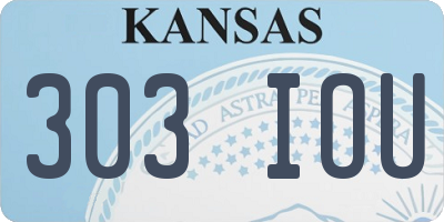 KS license plate 303IOU