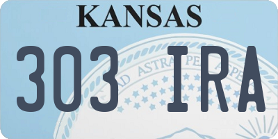 KS license plate 303IRA