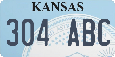 KS license plate 304ABC
