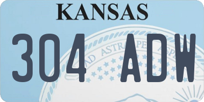 KS license plate 304ADW