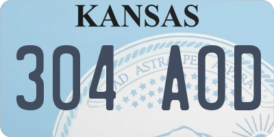 KS license plate 304AOD
