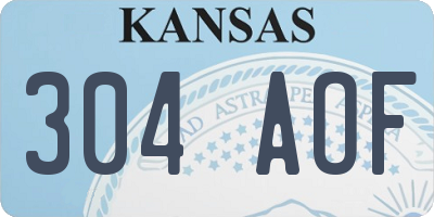KS license plate 304AOF