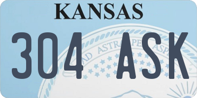 KS license plate 304ASK