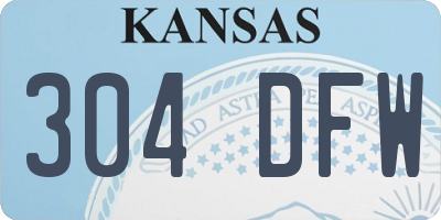 KS license plate 304DFW