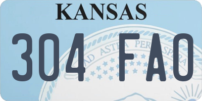 KS license plate 304FAO