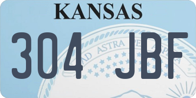 KS license plate 304JBF