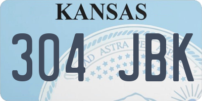 KS license plate 304JBK