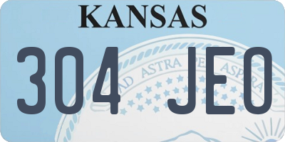 KS license plate 304JEO