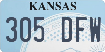 KS license plate 305DFW