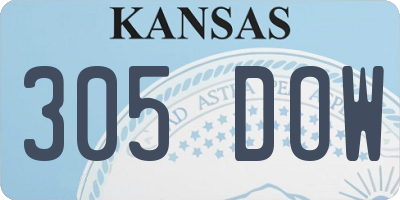 KS license plate 305DOW