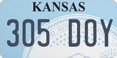 KS license plate 305DOY