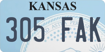 KS license plate 305FAK