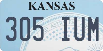 KS license plate 305IUM