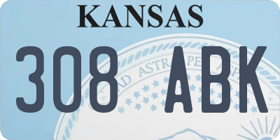 KS license plate 308ABK