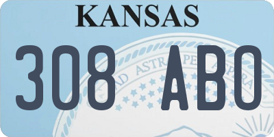KS license plate 308ABO