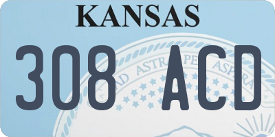 KS license plate 308ACD