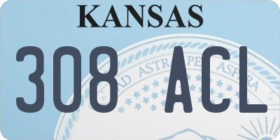 KS license plate 308ACL