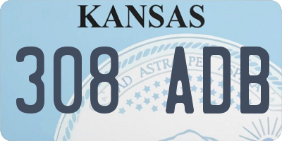 KS license plate 308ADB