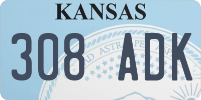KS license plate 308ADK