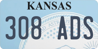 KS license plate 308ADS