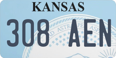 KS license plate 308AEN