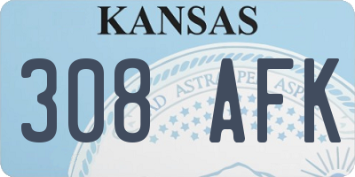 KS license plate 308AFK