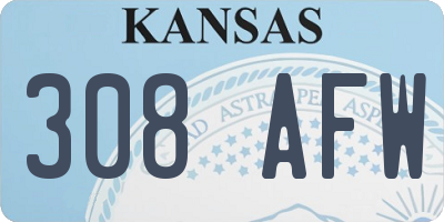 KS license plate 308AFW