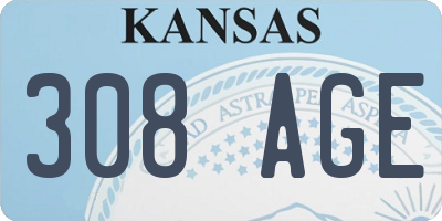 KS license plate 308AGE