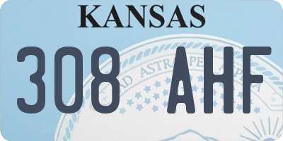 KS license plate 308AHF