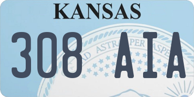 KS license plate 308AIA
