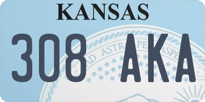 KS license plate 308AKA