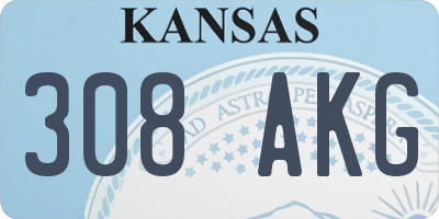 KS license plate 308AKG