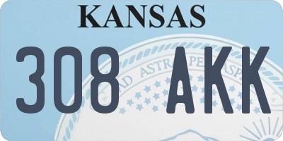KS license plate 308AKK