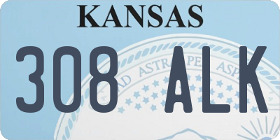 KS license plate 308ALK