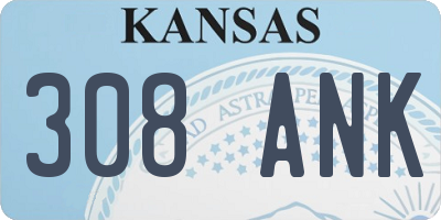 KS license plate 308ANK
