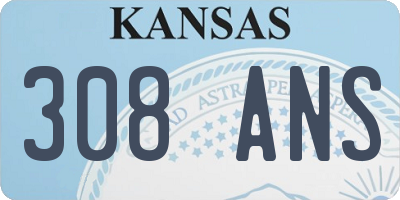 KS license plate 308ANS