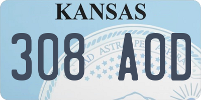 KS license plate 308AOD