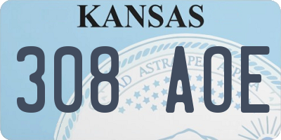 KS license plate 308AOE
