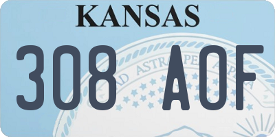 KS license plate 308AOF