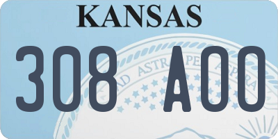 KS license plate 308AOO