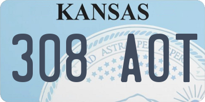 KS license plate 308AOT