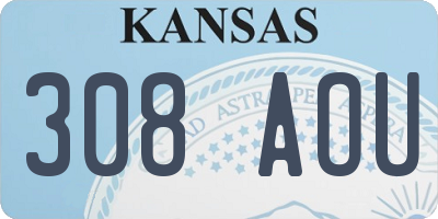 KS license plate 308AOU