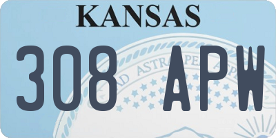 KS license plate 308APW