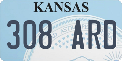 KS license plate 308ARD