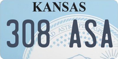 KS license plate 308ASA