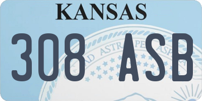 KS license plate 308ASB